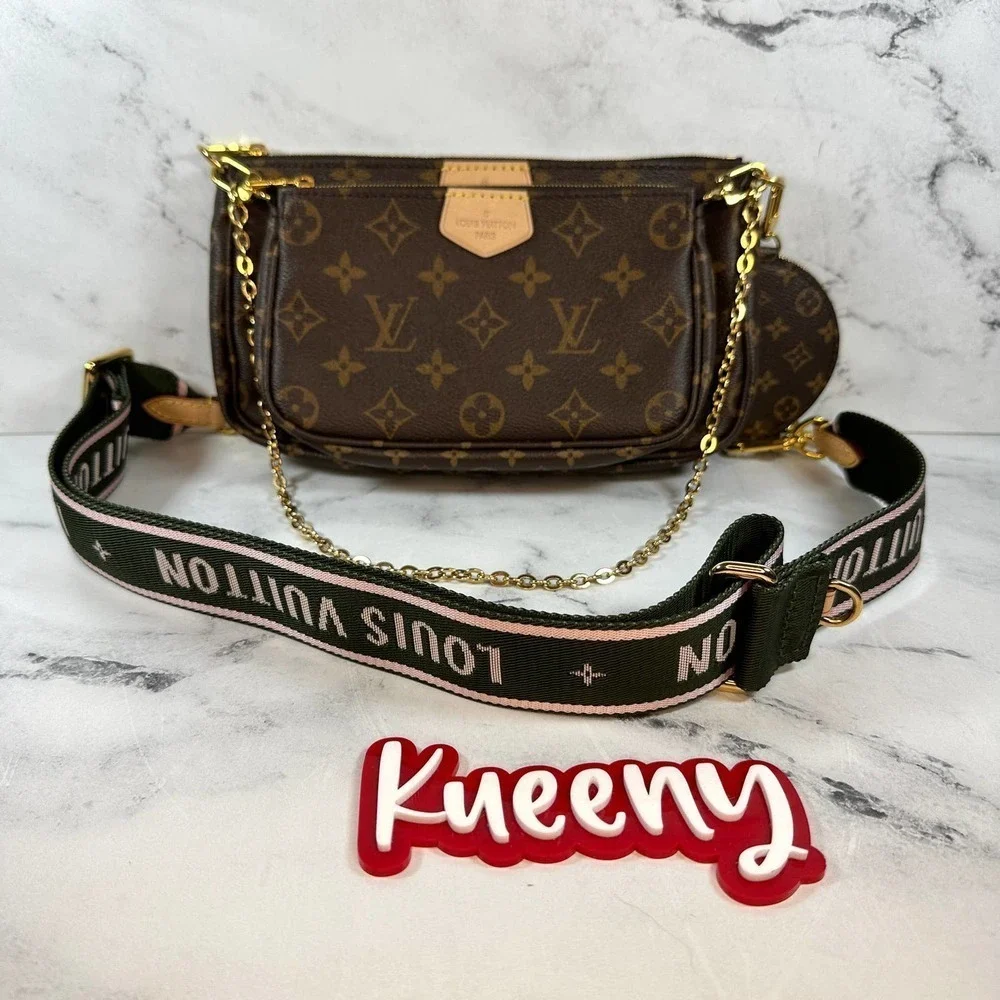 Louis Vuitton Multi Pochette Accessories monogram crossbody 3-bag w/rare Strap